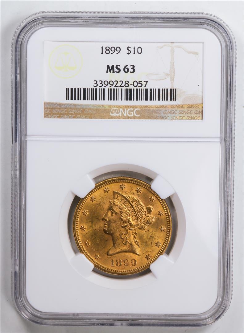 1899 $10 Eagle Gold Coin NGC MS63