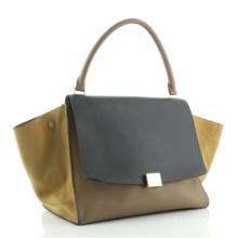 Celine Trapeze Bag Tricolor Calfskin Leather And Suede