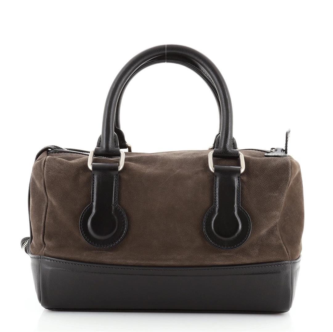 Celine Boston Bag Suede and Leather Small Black, Neutral