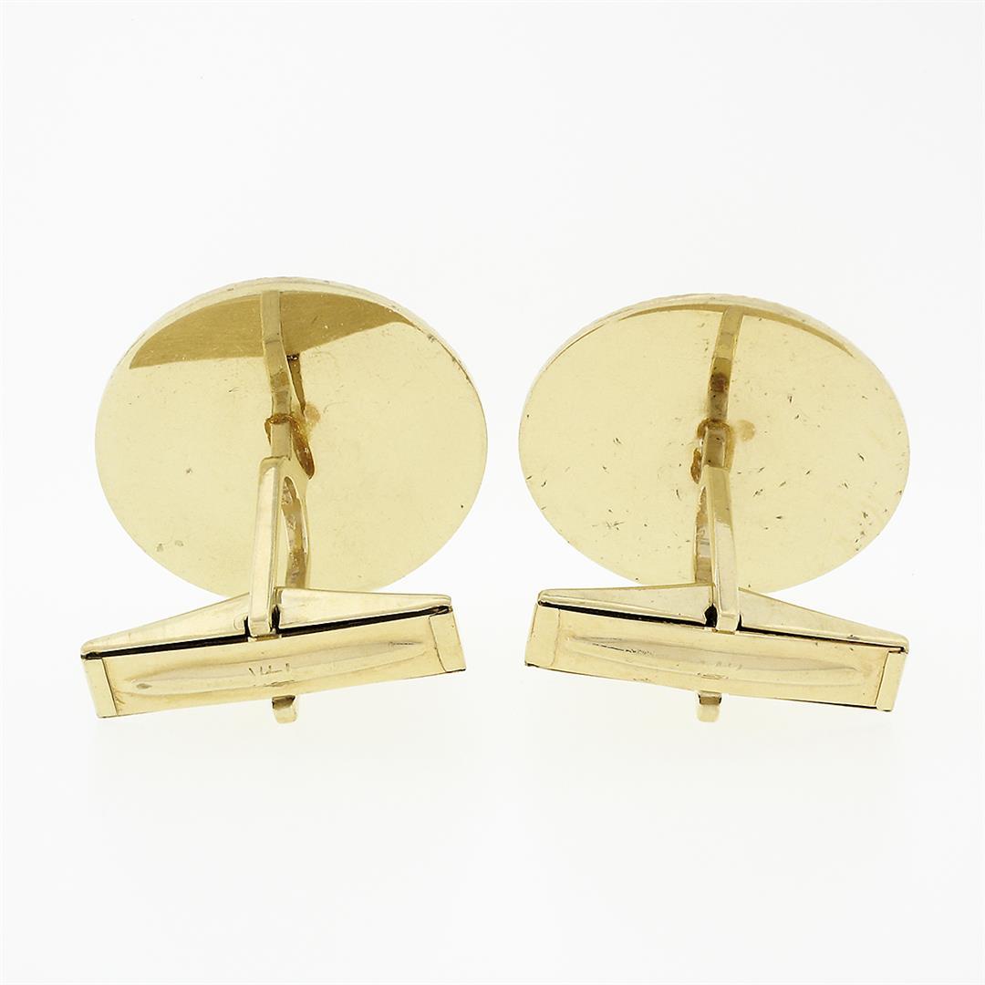 Men's Vintage 14k Yellow Gold Round Tri Color Florentine & Textured Cufflinks