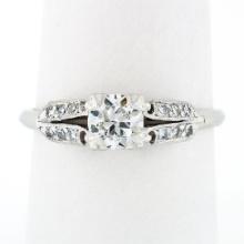 Antique Art Deco Platinum European Diamond Solitaire Engagement or Promise Ring