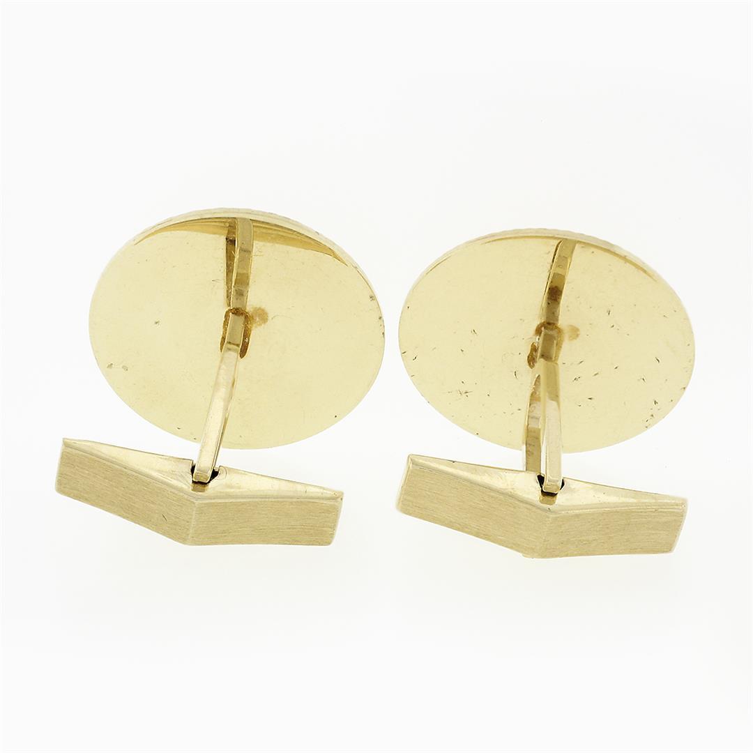 Men's Vintage 14k Yellow Gold Round Tri Color Florentine & Textured Cufflinks