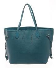 Louis Vuitton Teal Blue Epi Leather Neverfull MM Tote Bag