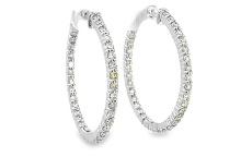 1.80 ctw Diamond Hoop Earrings - 14KT White Gold