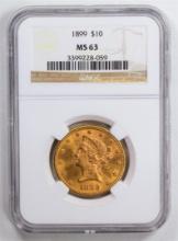 1899 $10 Eagle Gold Coin NGC MS63