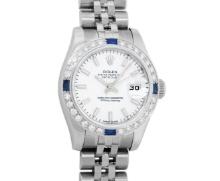 Rolex Ladies New Style Sapphire Quickset White Index White Gold Sapphire Diamond