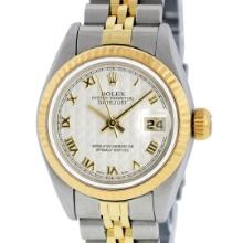 Rolex Ladies Quickset 2T 18K & Steel Pyramid Dial Jubilee Band Datejust Wristwat