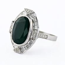 10.42 ctw Emerald and 0.98 ctw Diamond 14K White Gold Ring