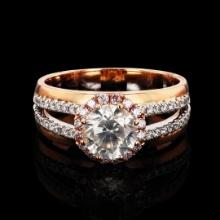 1.32 ctw SI3 CLARITY CENTER Diamond 18K Rose Gold Unity Ring (1.72 ctw Diamonds)