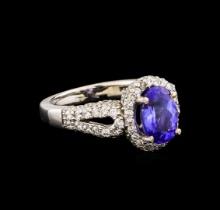 14KT White Gold 2.14 ctw Tanzanite and Diamond Ring