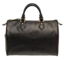 Louis Vuitton Castilian Black Leather Speedy 30 Boston Bag