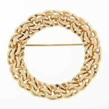 Vintage Tiffany & Co. 14k Yellow Gold Multi Chain Link Circle Wreath Brooch Pin