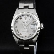 Rolex Ladies Stainless Steel Slate Grey 26MM Oyster Band Wristwatch