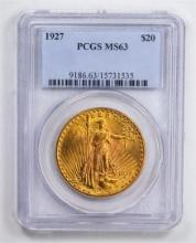 1927 $20 Double Eagle Gold Coin PCGS MS63