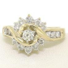 14k Yellow Gold 1.00 ctw Keepsake Channel Round Diamond Cocktail Engagement Ring