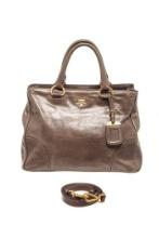 Prada Brown Shine Leather 2Way Satchel Bag