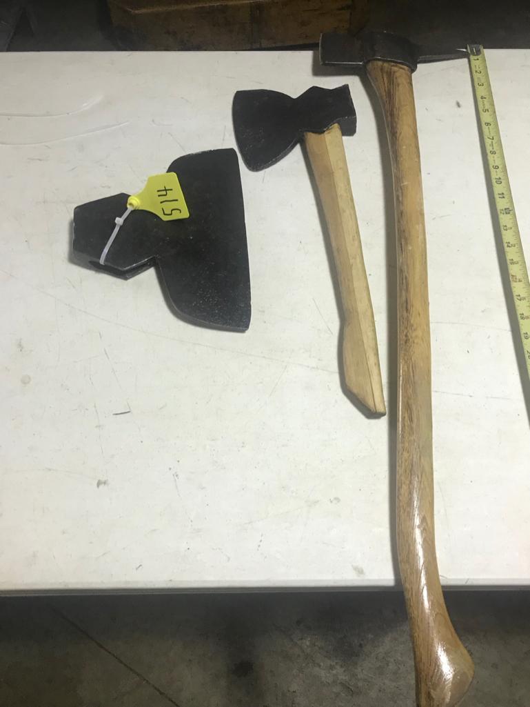 Broad Axe Head, and 2 Axe Tools