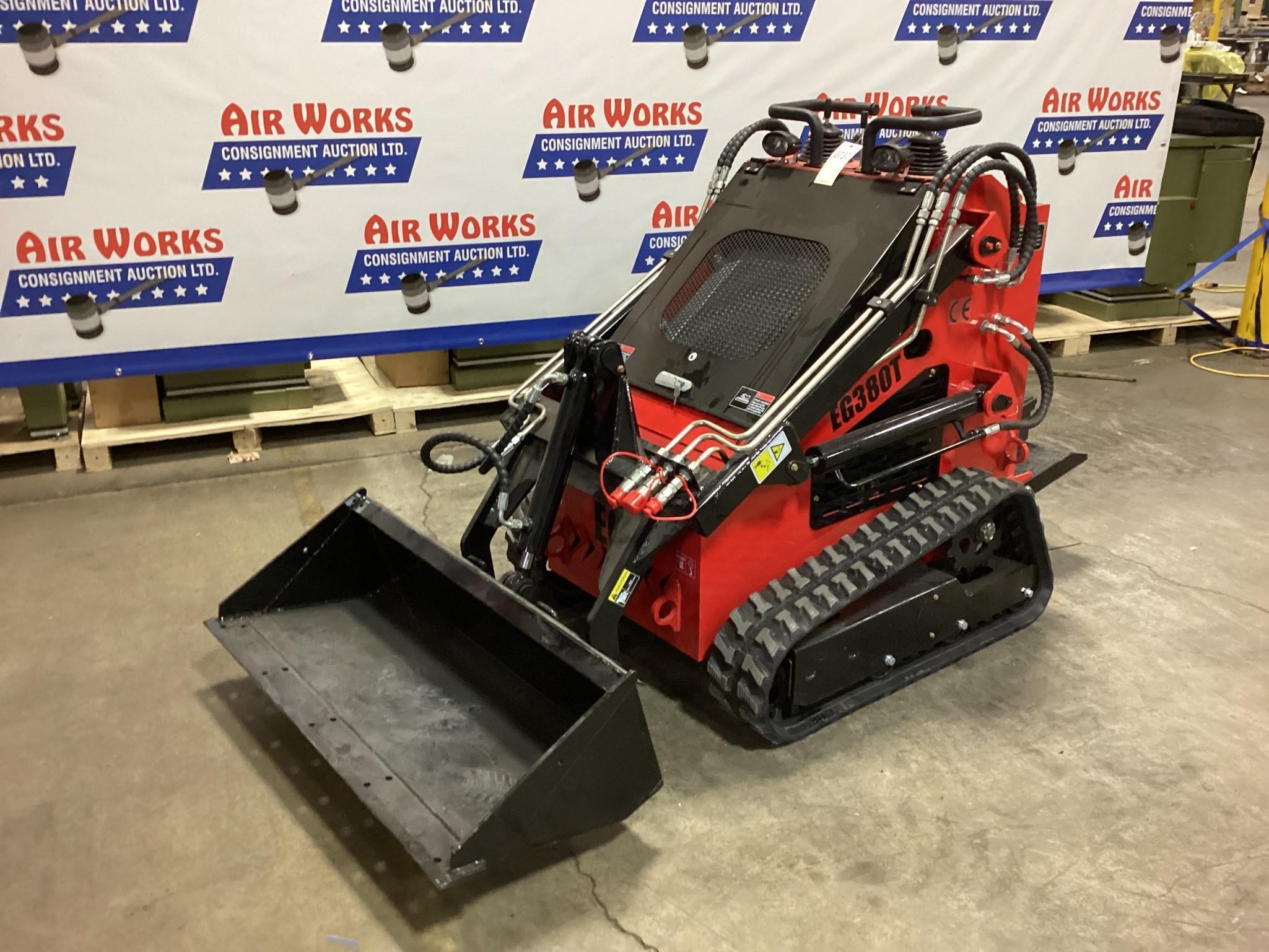 New Unused EGN Model EG380T Mini Skid Loader, Rubber Tracks, Auxiliary Hydraulics, 40" Bucket