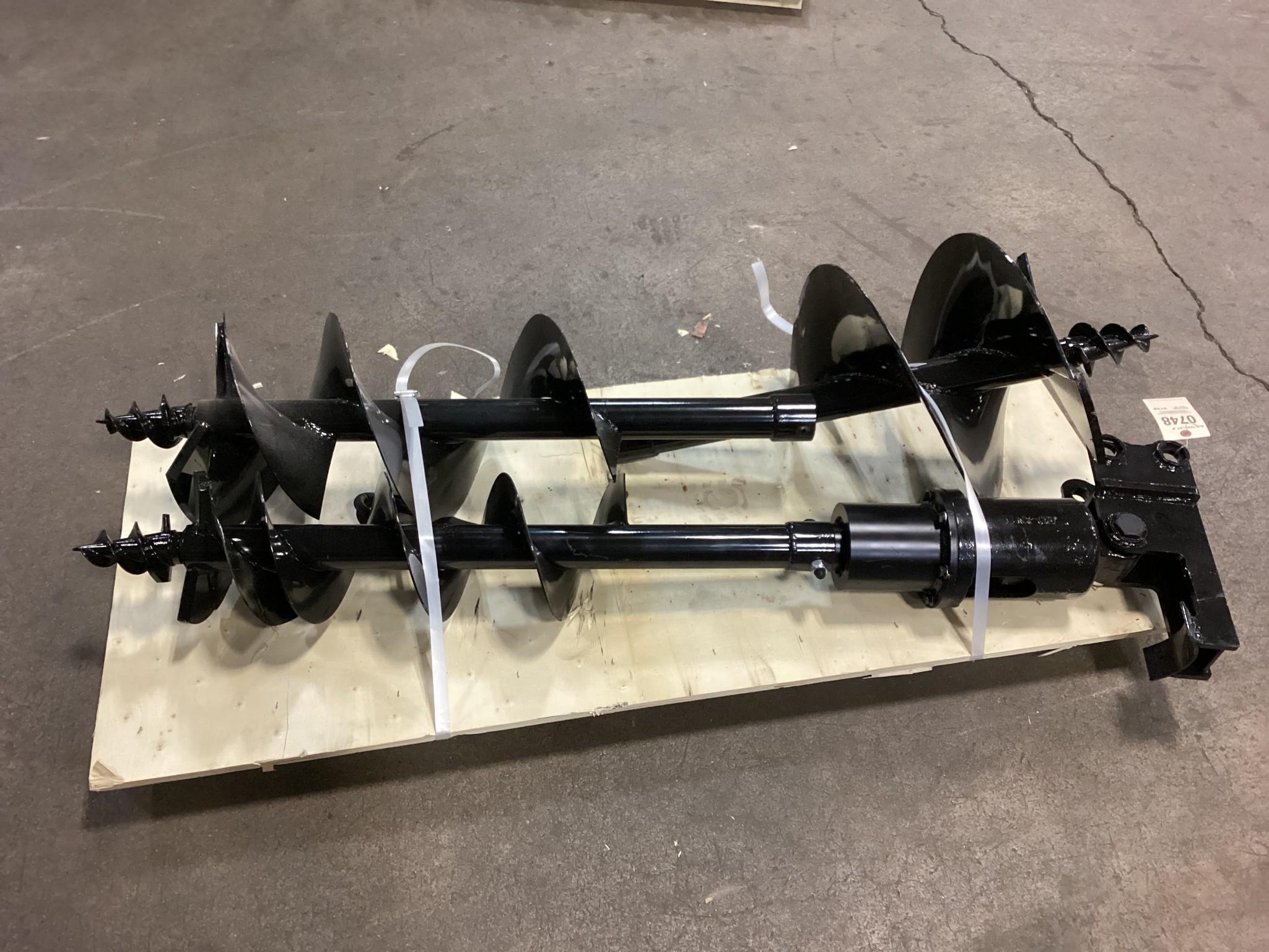 New Unused Miva Mini Excavator Hydraulic Auger Attachment Set With 8", 12" and 16" Auger Bits