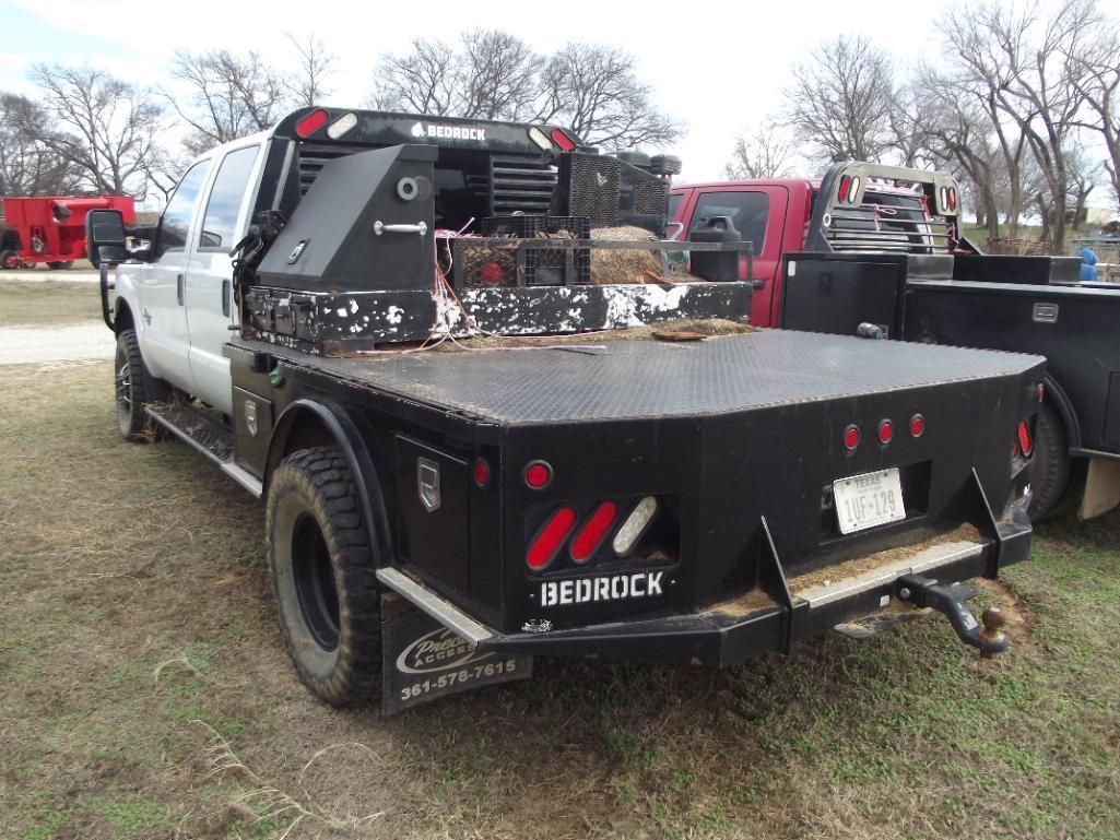 2014 FORD F350 4X4 CREWCAB...FLATBED, S/N 1FT8W3DT8EEB61259, PWR STROKE ENG, AUTO TRANS, OD READS