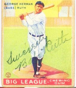 1933 -Babe Ruth- NY Yankees Goudey Baseball Card w/Signature