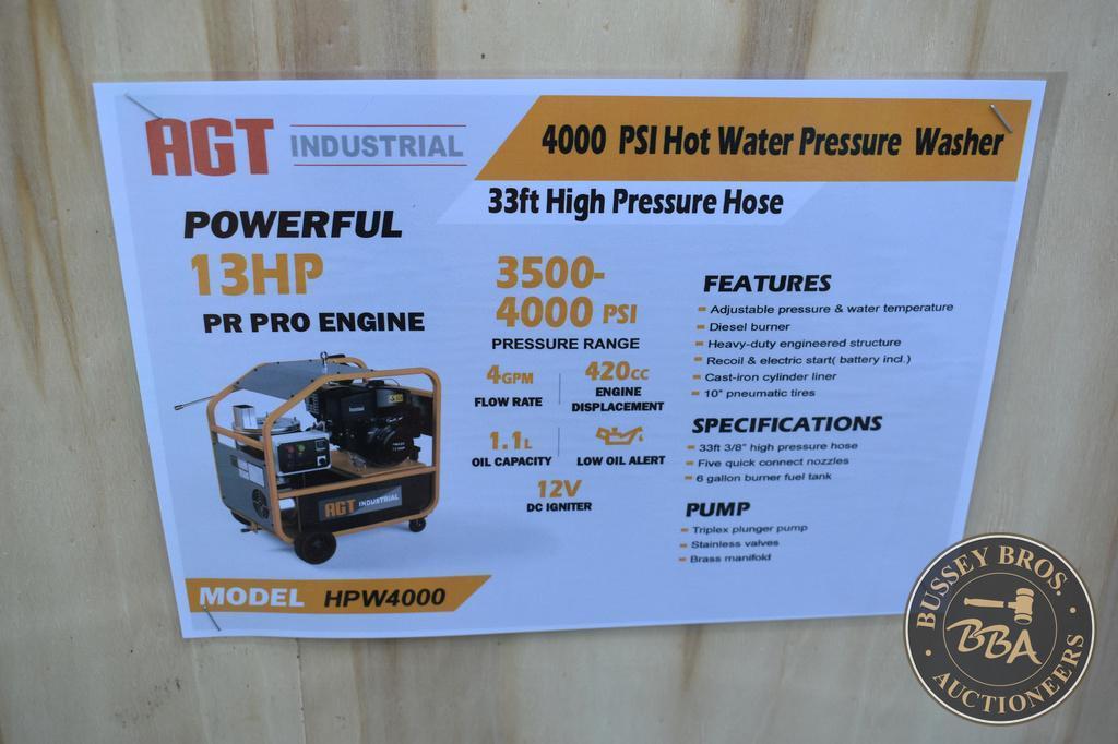 AGT INDUSTRIAL 4000PSI HOT WATER PRESSURE WASHER 27486