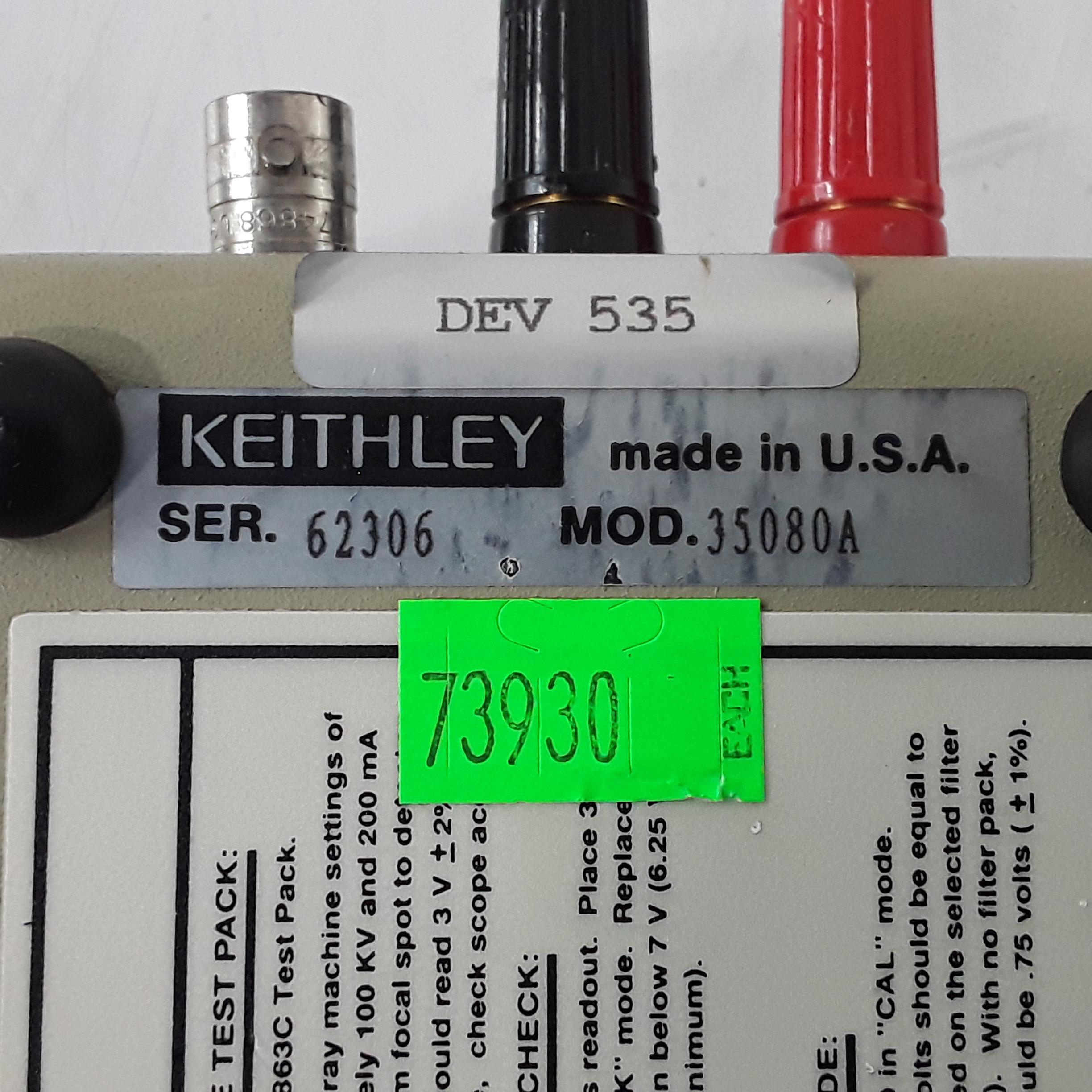 Keithley Instruments 35080A kVp Divider Xray Meter - 349901