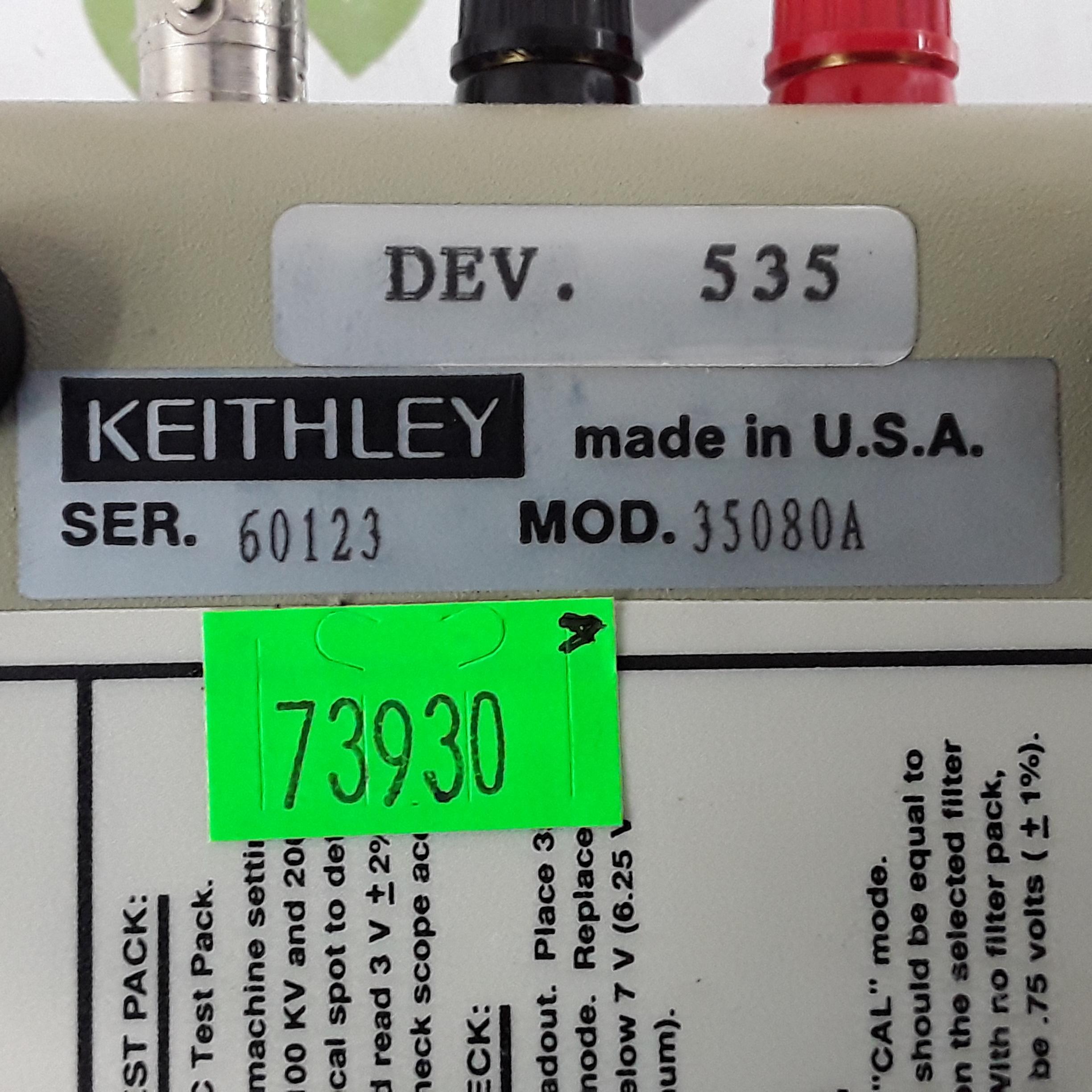 Keithley Instruments 35080A kVp Divider Xray Meter - 350555