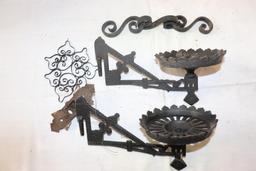 Lot of (2) Vintage Iron Plant Holders and misc.