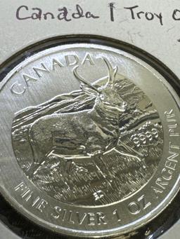 2013 Canadian Pronghorn Antelope 1 Troy Oz .9999 Fine Silver $5 Round Bullion Coin