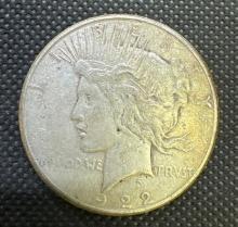 1922-S Silver Peace Dollar 90% Silver Coin 0.94 Oz