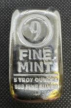 Fine Mint 5 Troy Oz .999 Fine Silver Bullion Bar