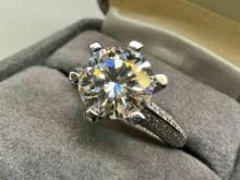 S925 Sterling Silver Moissanite Diamond Ring sz8