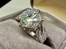 S925 Sterling Silver Moissanite Ring sz7 with GRA Certificate