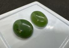 Pair Of Green Cabochon Jade Gemstones 8.20 Ct