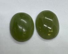 Pair Of Cabochon Green Jade Gemstones 3.90 Ct