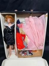 Vintage 1958 Barbie in 1961 Storage case with large Wardrobe of Clothing
