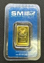 SMI 5 Gram 999.9 Fine Gold Bullion Bar