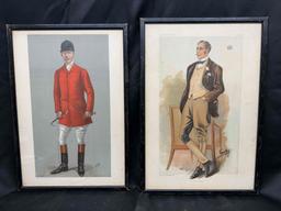 Pair of Antique Vanity Fair Framed Art Ruby Castle, 1898 and Long Burns 1900