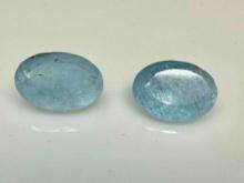 Pair of Oval Cut Aquamarine Gemstones 20.7ct Total