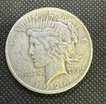1924 Silver Peace Dollar 90% Silver Coin 0.93 Ct
