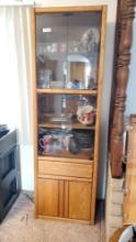 Wooden china hutch/cabinet with contents
