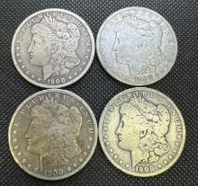 4x 1900-O Morgan Silver Dollars 90% Silver Coins