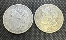 2x 1884 Morgan Silver Dollars 90% Silver Coins