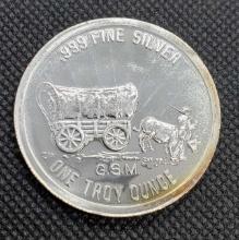 GSM 1 Troy Oz Confirmed .999 Fine Silver Locomotive Round Coin