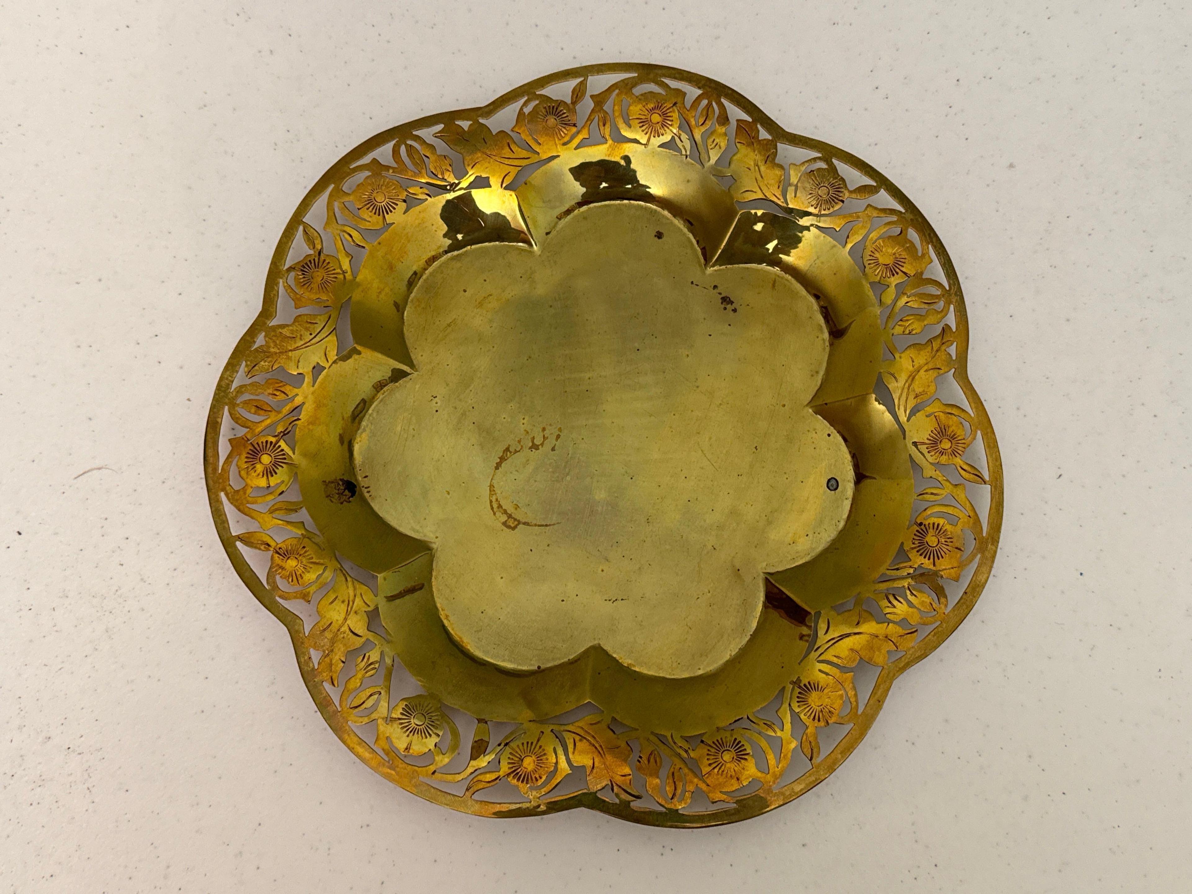 Vintage Cordial Glasses with Brass Overlay and Serving Tray