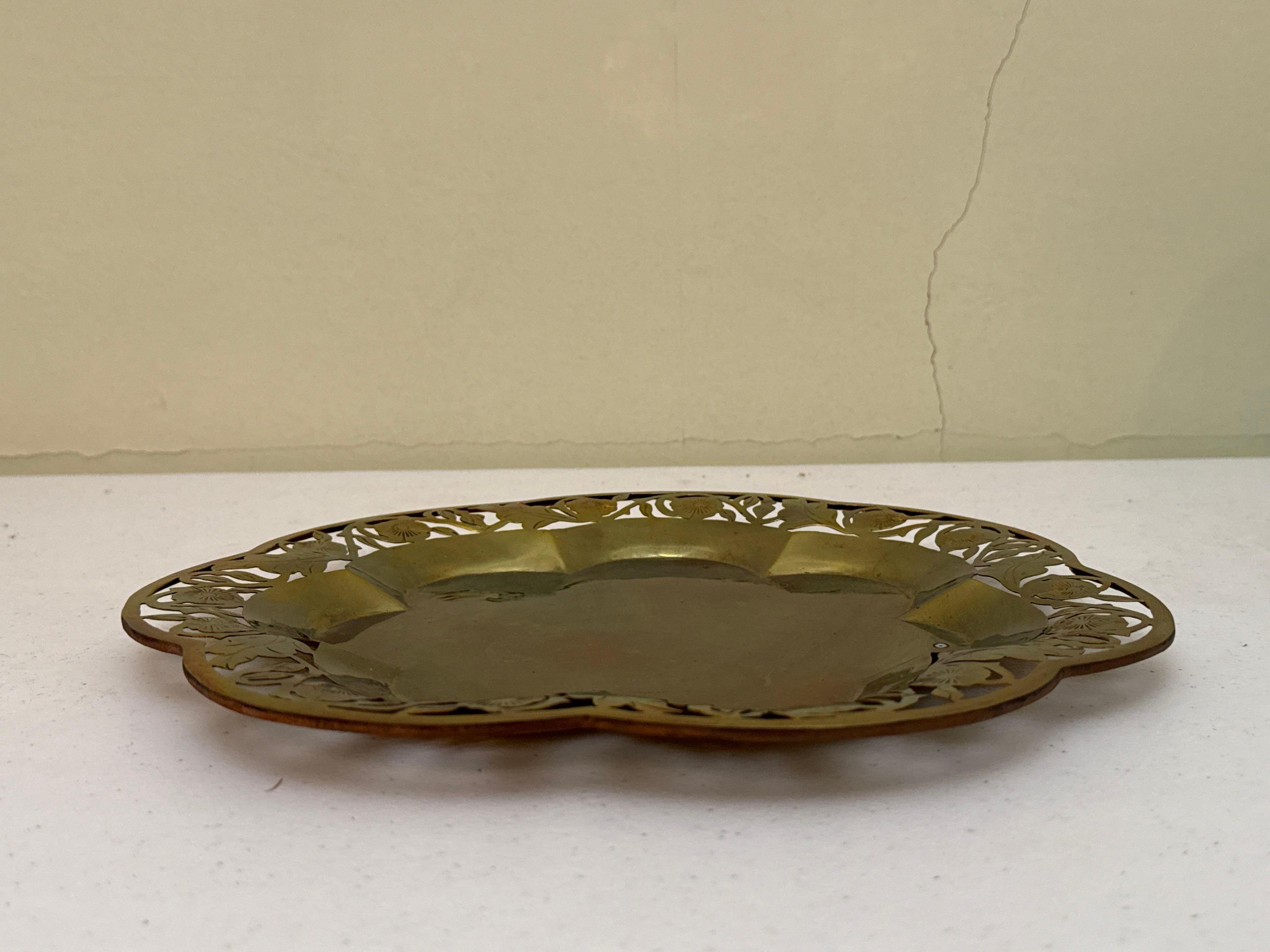 Vintage Cordial Glasses with Brass Overlay and Serving Tray