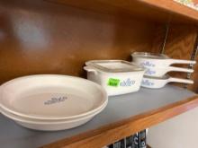 Corning ware plates, pots with lids, casserole bowl with lid