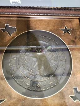 Large wall framed Seal of Texas. Used. 32 1/2" x 32 1/2".
