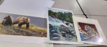 Five watercolor and drawings. Wildlife art. New.